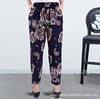 Summer bamboo fashionable trousers, for middle age, oversize, loose straight fit