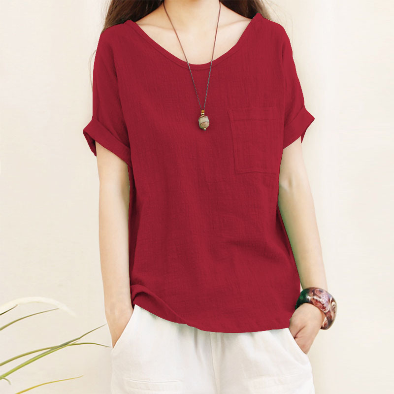 AliExpress 2018 Summer New Women's Loose Casual Artist Korean Short-sleeved T-shirt Linen Shirt AliExpress 2018 Summer New Women's Loose Casual Artist Korean Short-sleeved T-shirt Linen Shirt