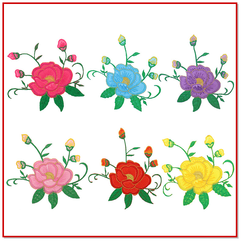 电脑刺绣 时尚刺绣背胶布贴 多种颜色刺绣花补丁贴 可烫背胶贴