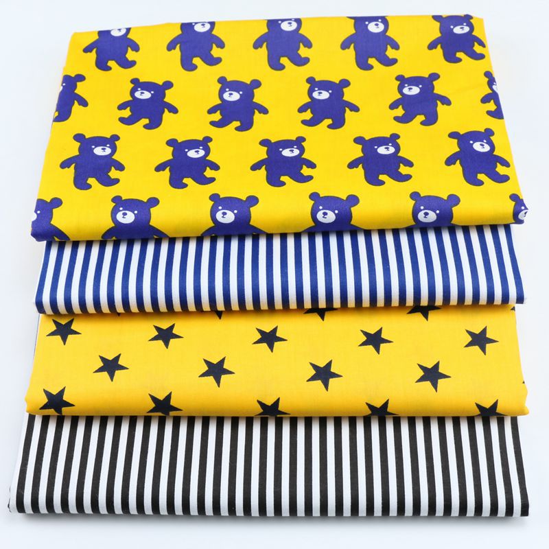 儿童卡通印花布小熊五角星 宝宝床单被套枕套包被纯棉斜纹布面料