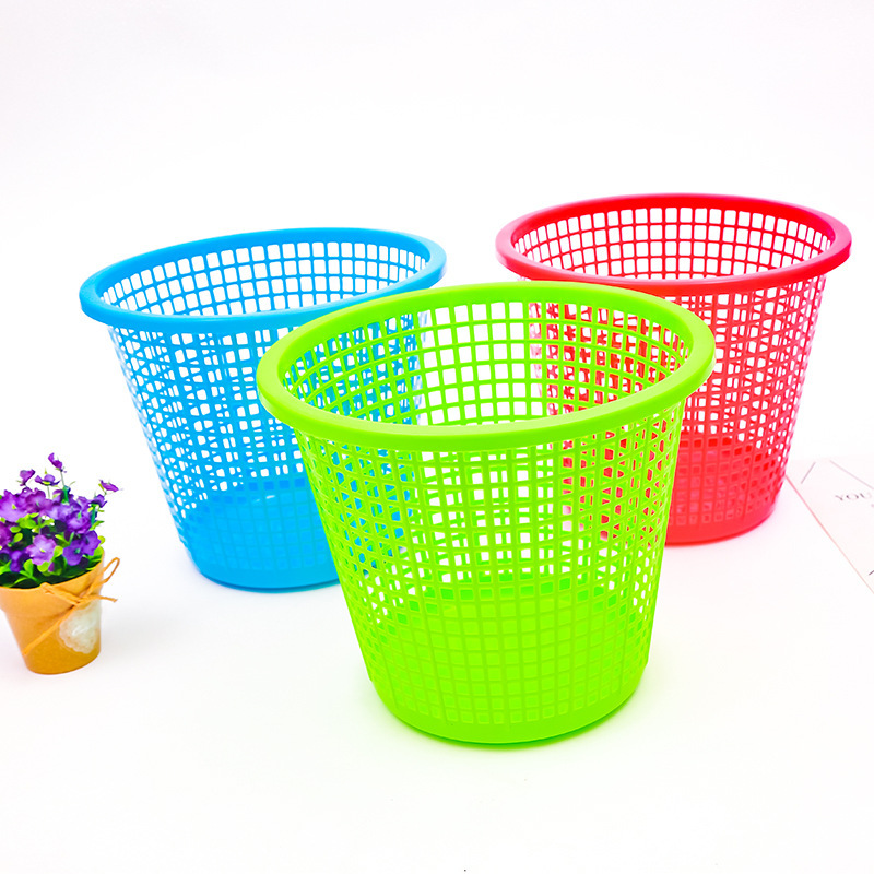 Home Office kitchen bathroom colorful plastic hollow draining trash can waste paper basket department store wholesale