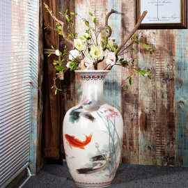 欧式现代家居陶瓷落地花瓶干花水培花插客厅插花家居软装饰大摆件