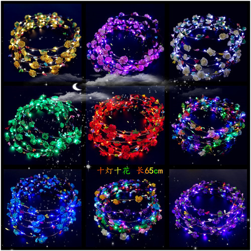 Luminous Garland Colorful Rattan Headwear LED Light Concert Headband Children's Street Stall Night Market Luminous Toys Wholesale