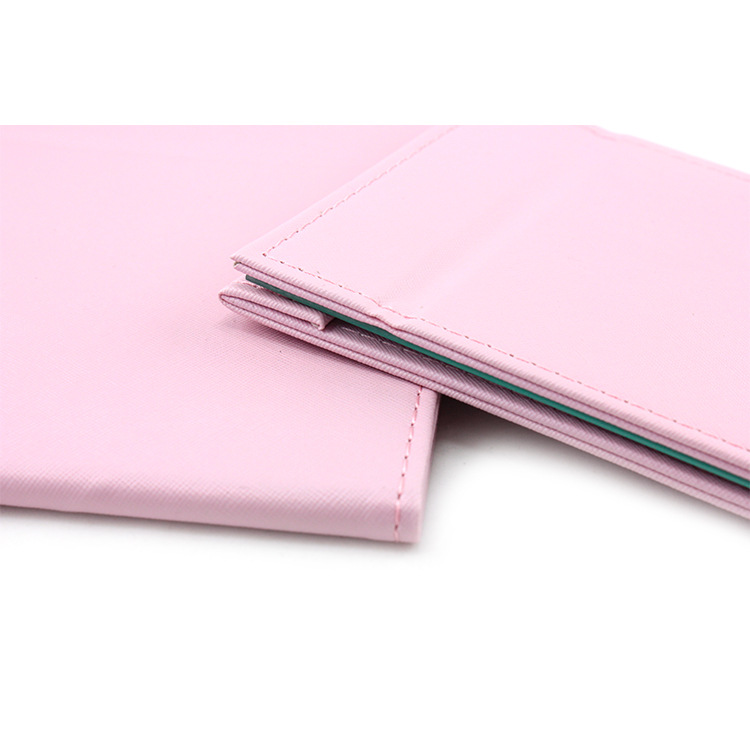 Espejo de almacenamiento plegable Yaliang espejo de papel de cuero PU espejo de maquillaje HD espejo de escritorio de dormitorio estudiantil personalizado