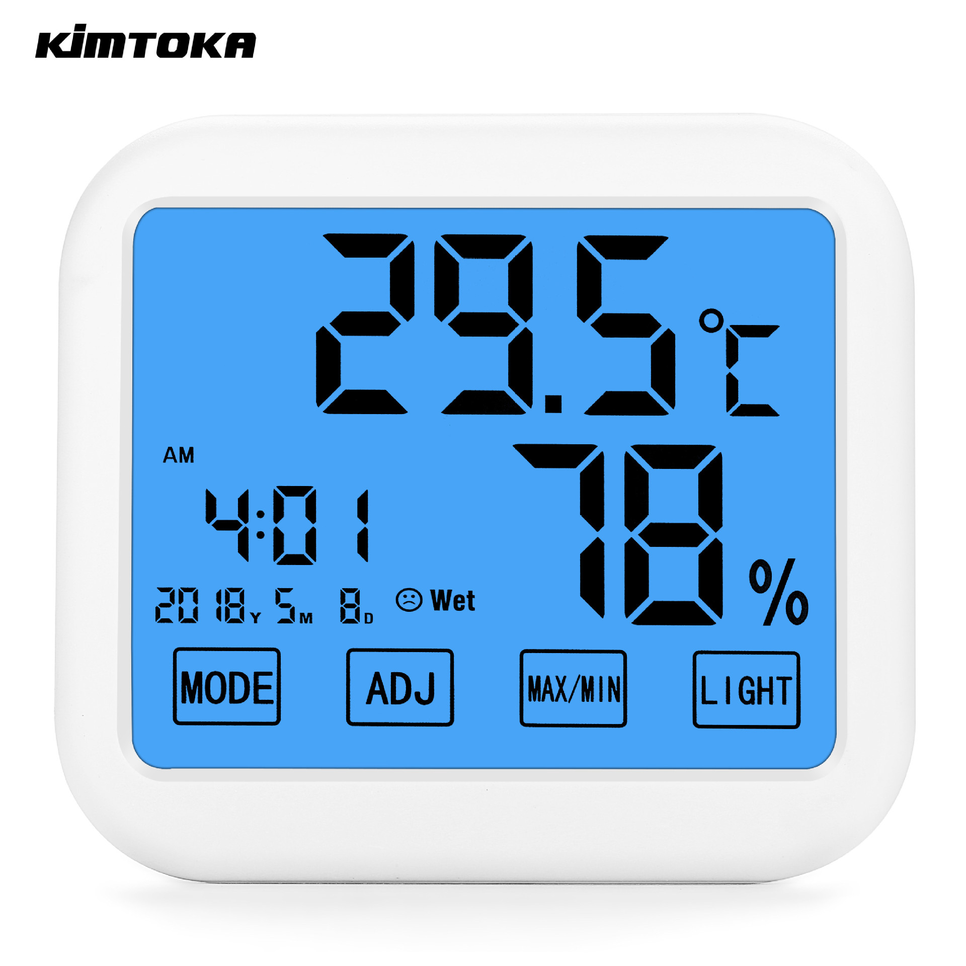 KIMTOKA 터치 스크린 전자 온도 및 습도 미터 고정밀 가정용 실내 창고 실내 다기능 온도계