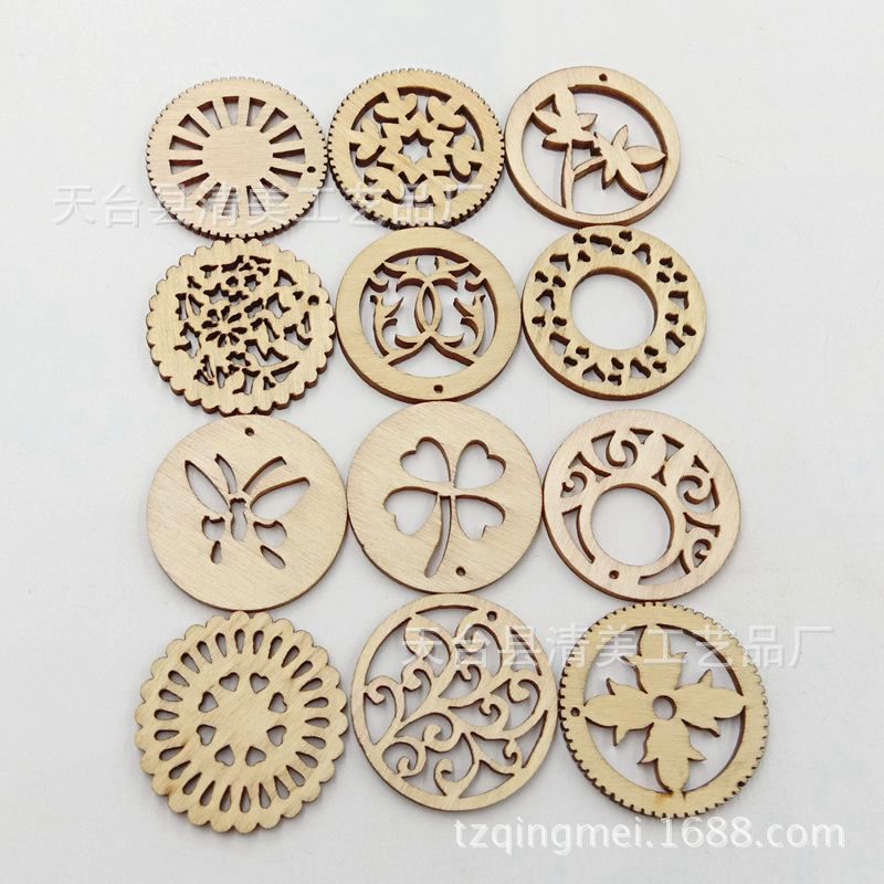 30mm disco hueco de troncos mezcla de artesanía decorativa de madera de bricolaje 20 piezas por paquete
