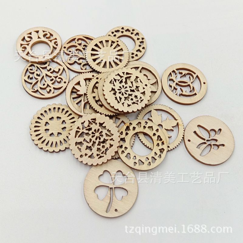 30mm disco hueco de troncos mezcla de artesanía decorativa de madera de bricolaje 20 piezas por paquete