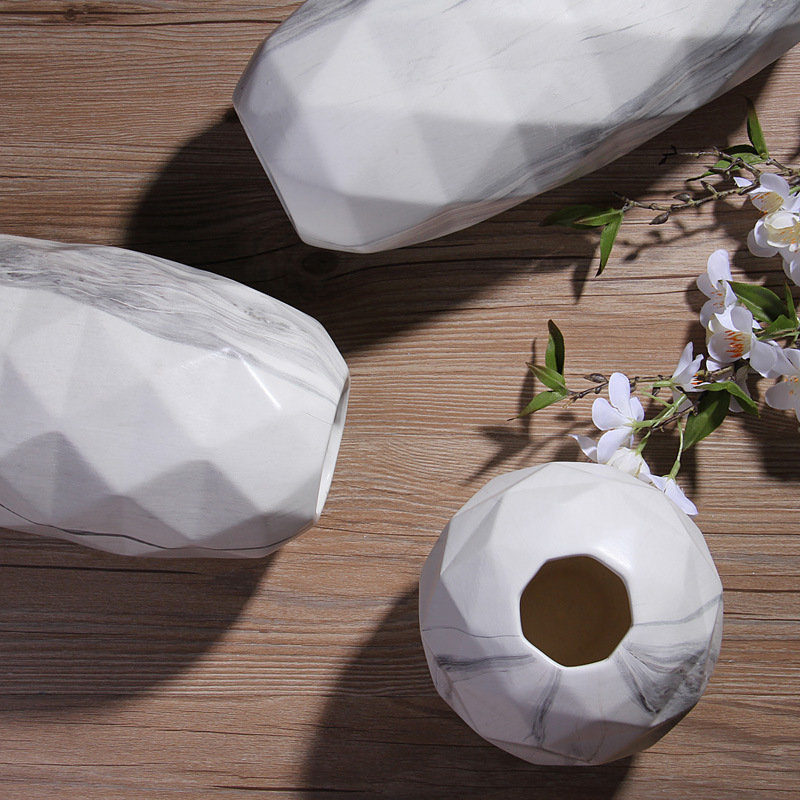 INS nórdico florero de cerámica sala de estar decoración del hogar marbling simple decoración con flor seca titular al por mayor