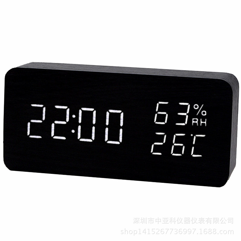 LED creativo reloj despertador de madera al por mayor mudo luminoso noche pantalla digital reloj electrónico control de voz estudiante reloj de alarma dedicado
