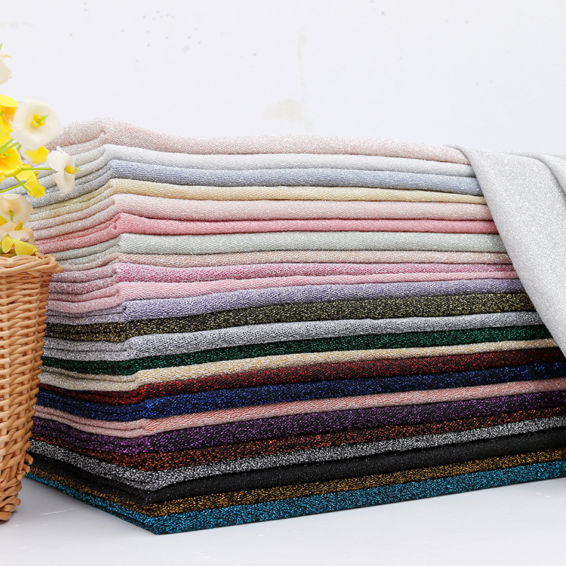 厂家直销金银丝彩线面料 多色选择 裙装打底上衣针织面料现货批发