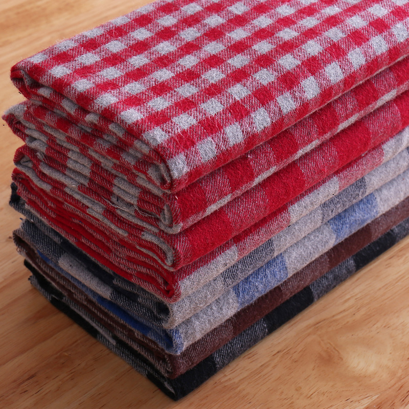 厂家直供 朝阳格子布 斜纹格子面料 春秋款磨毛绒布衬衫面料 现货