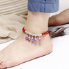 Small bell, woven ankle bracelet handmade, ethnic birthday charm, Korean style, simple and elegant design, ethnic style