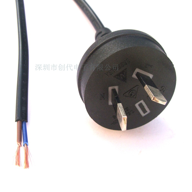 2.5a 澳大利亚 AU电源线  两插电源线单头二芯尾部裸线 SAA插头线