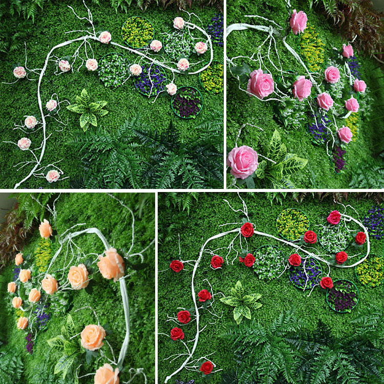 Artificial Rose vid blanco espuma vid Rosa ratán peonía extranjera boda Fondo pared