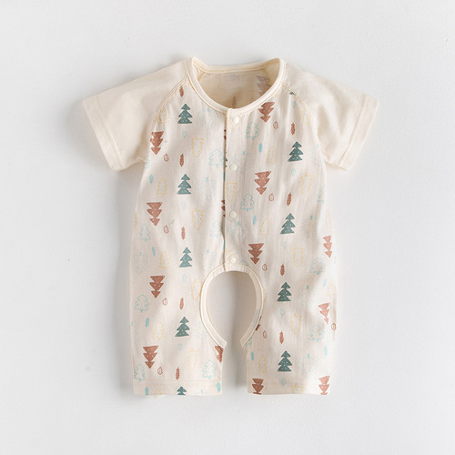 Baby clothing ins colorful cotton short-sleeved harem baby jumpsuit summer rompers cotton manufacturer supply