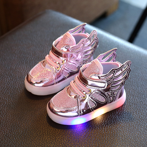 2020 New Spring and Autumn Luminous Flashing Shoes Children's Wings Children's Shoes Children's Baby Shoes Boys and Girls Sports Shoes Korean Version