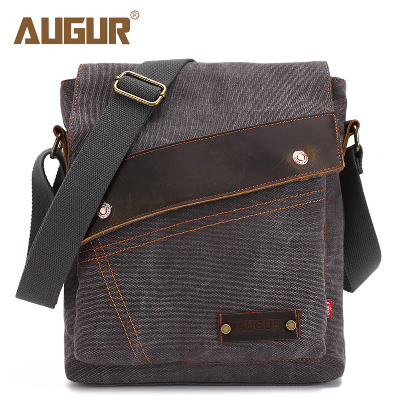AUGUR nueva bolsa de lona para hombres y mujeres bolsa de mensajero vertical bolsa de hombro suministro transfronterizo retro europeo y americano
