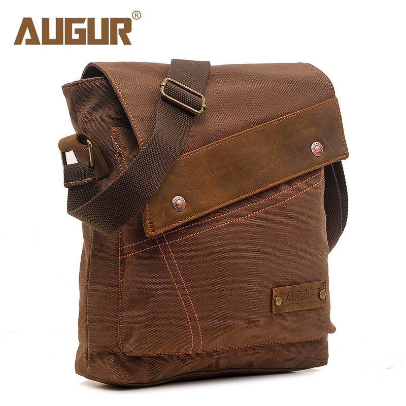 AUGUR nueva bolsa de lona para hombres y mujeres bolsa de mensajero vertical bolsa de hombro suministro transfronterizo retro europeo y americano