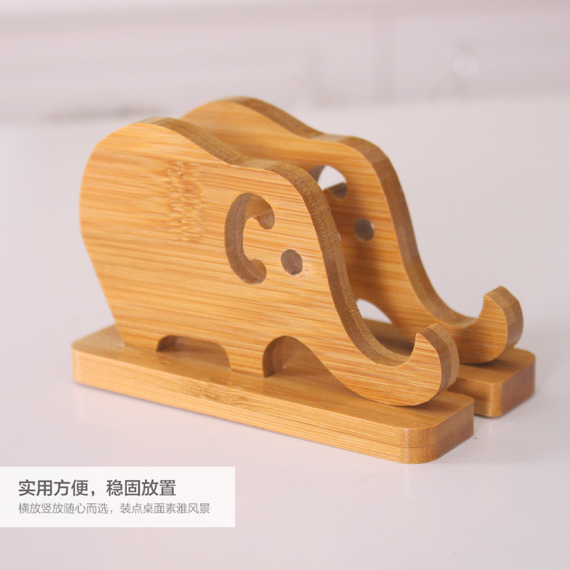 Soporte para teléfono/tablet de bambú, diseño creativo y cómodo, base estable, venta directa de fábrica