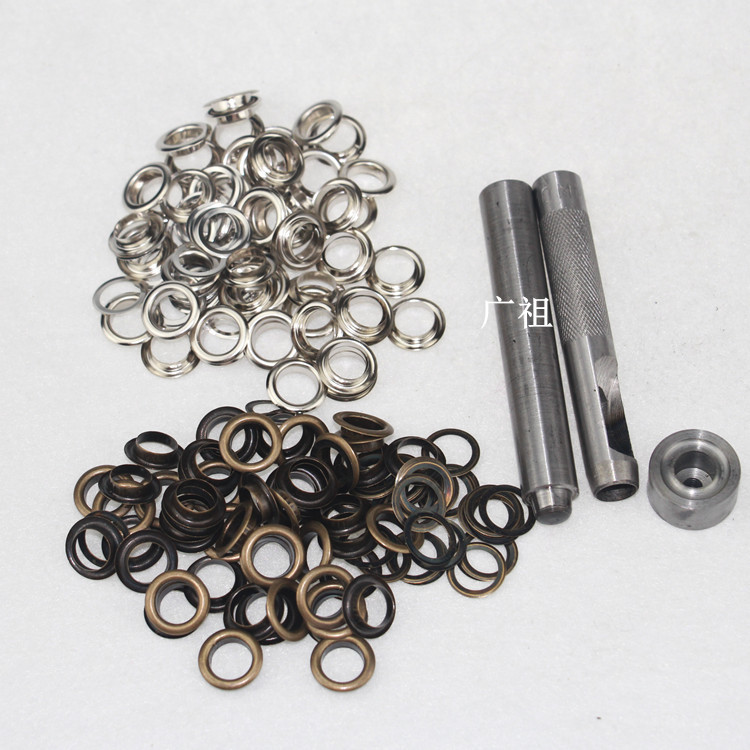 气眼工具+100套铜气眼鸡眼空心铆钉扣汽眼气眼扣配件气眼套装