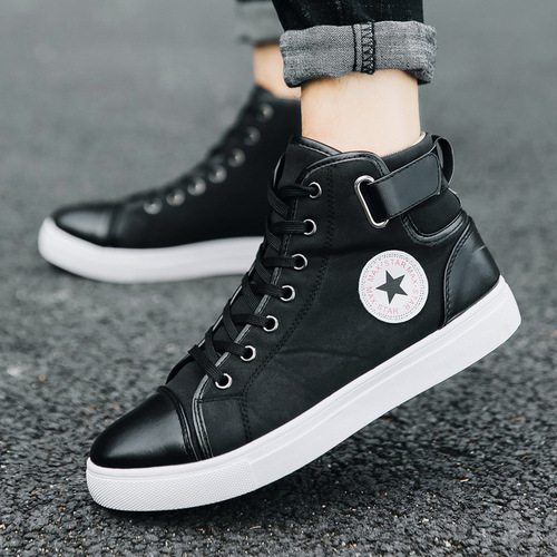  spring new retro trendy shoes British short boots men's high-top shoes Korean style trendy men's high-top sneakers