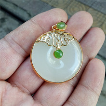 厂家批发玉器和田玉平安扣吊坠 和田玉细料金镶玉挂件玉佩