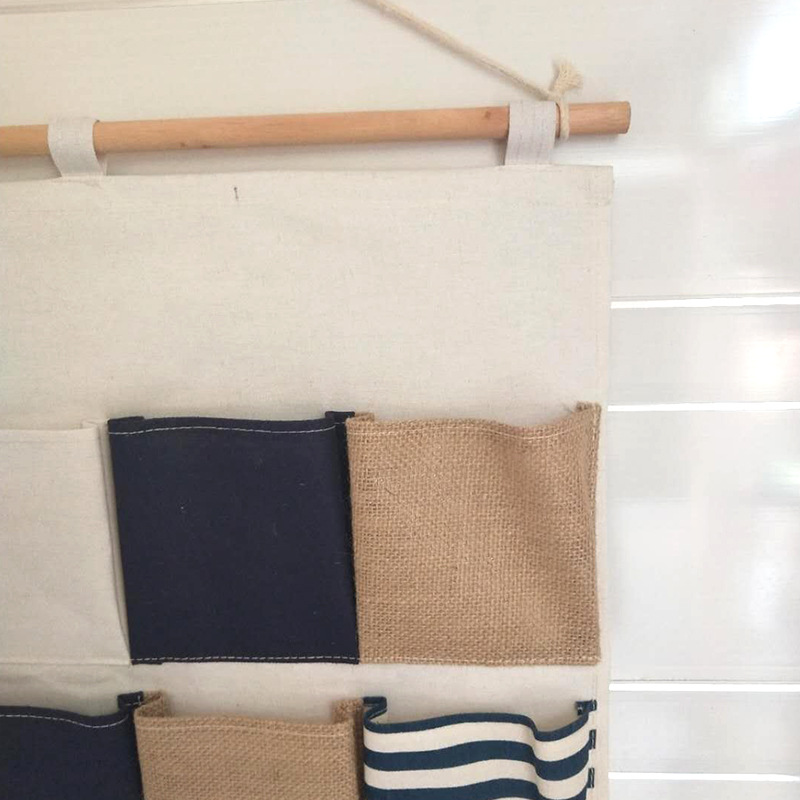 ZAKKA Almacenamiento de algodón y lino 8-Bolsillo colgando bolsa de pared de almacenamiento horizontal suministros para el hogar bolsa de almacenamiento al por mayor