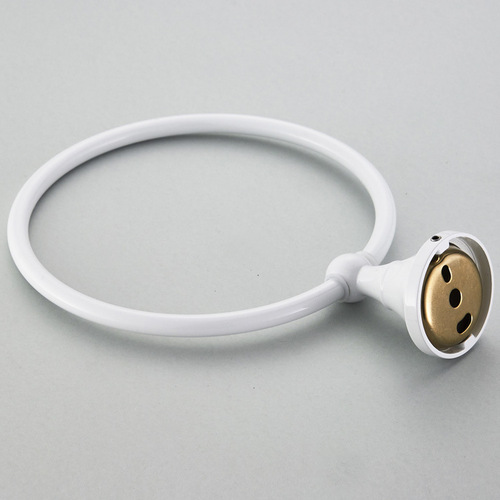 Bathroom hardware pendants wholesale copper material round simple white towel ring baked white paint towel rack towel hanging ring