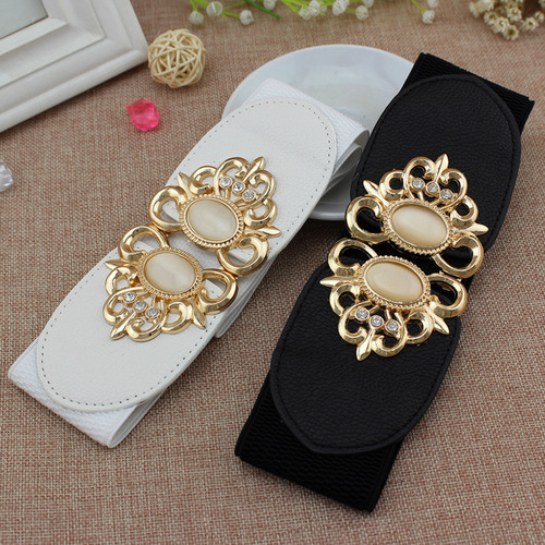 Women's Versatile Girdle Elastic Belt Fashionable Girdle Women's Double Cat's Eye Inlaid Skirt Belt Decoration One Piece Dropshipping