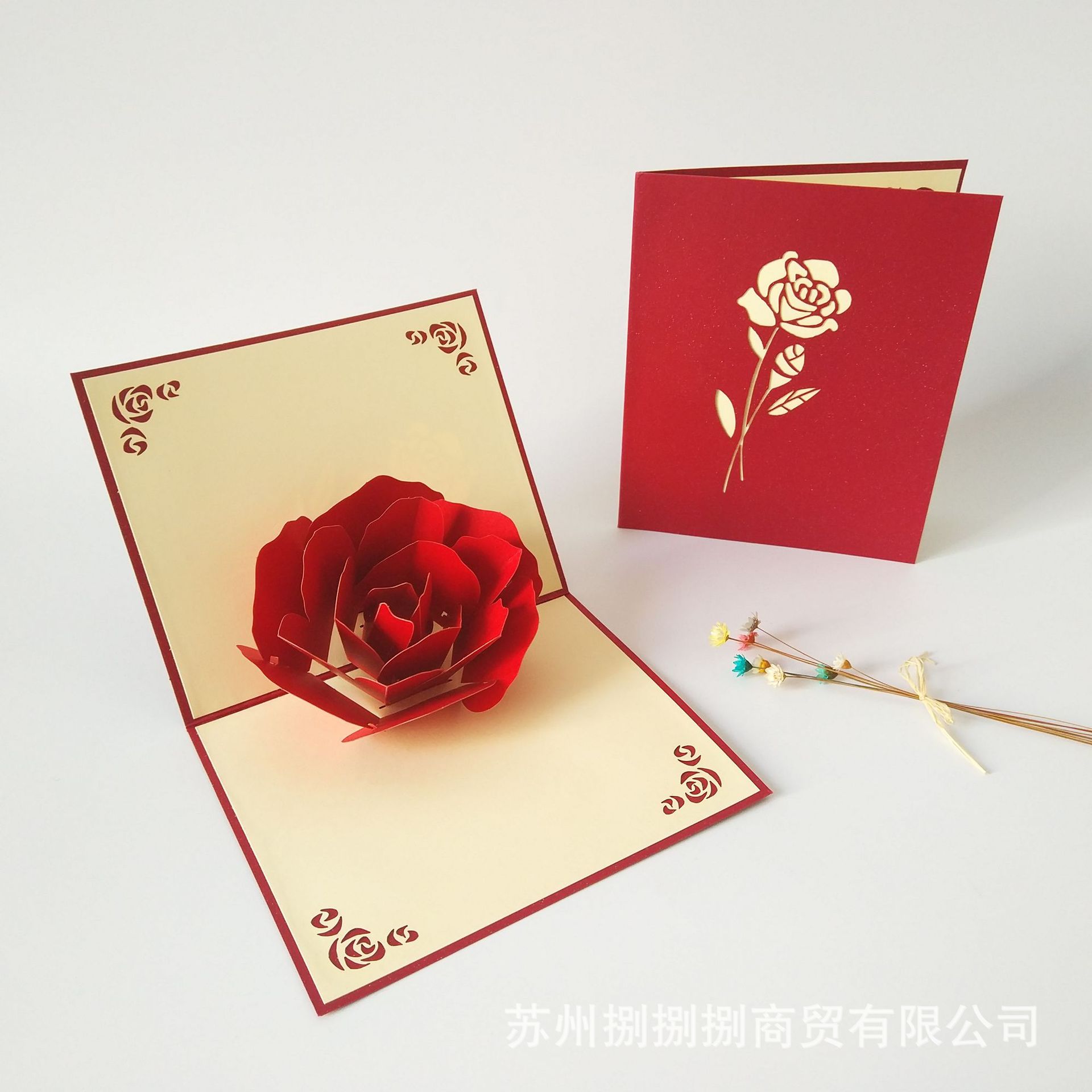 Valentine's Day Tanabata Creative 3D Three-dimensional Greeting Card Rose Teacher's Day Greeting Card to Send Teachers Foreign Trade Amazon Hot Selling