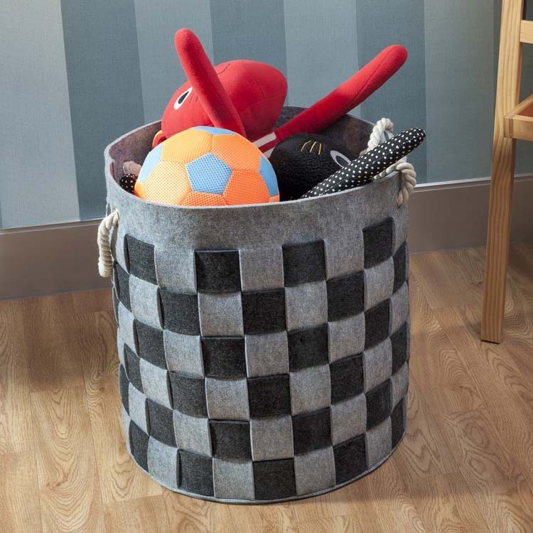 北欧框黑白2色毛毡布无纺布可站立收纳桶加厚脏衣蓝收纳框毛毡桶