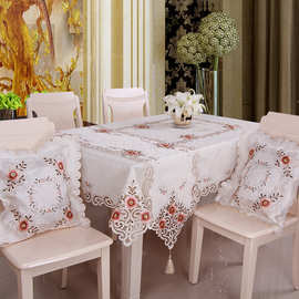 亚马逊新款绣花镂空布艺桌布欧式家用餐桌布空调床头柜盖巾批发