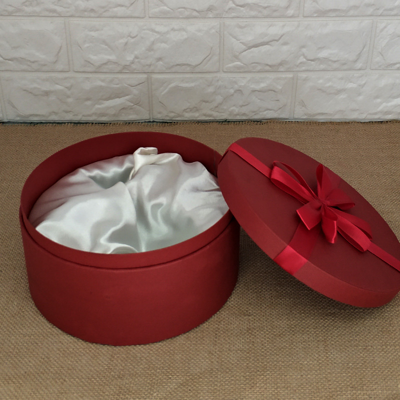 圆形盖上蝴蝶结礼品盒天地盖易碎瓷器包装盒特种纸质异型纸盒现货