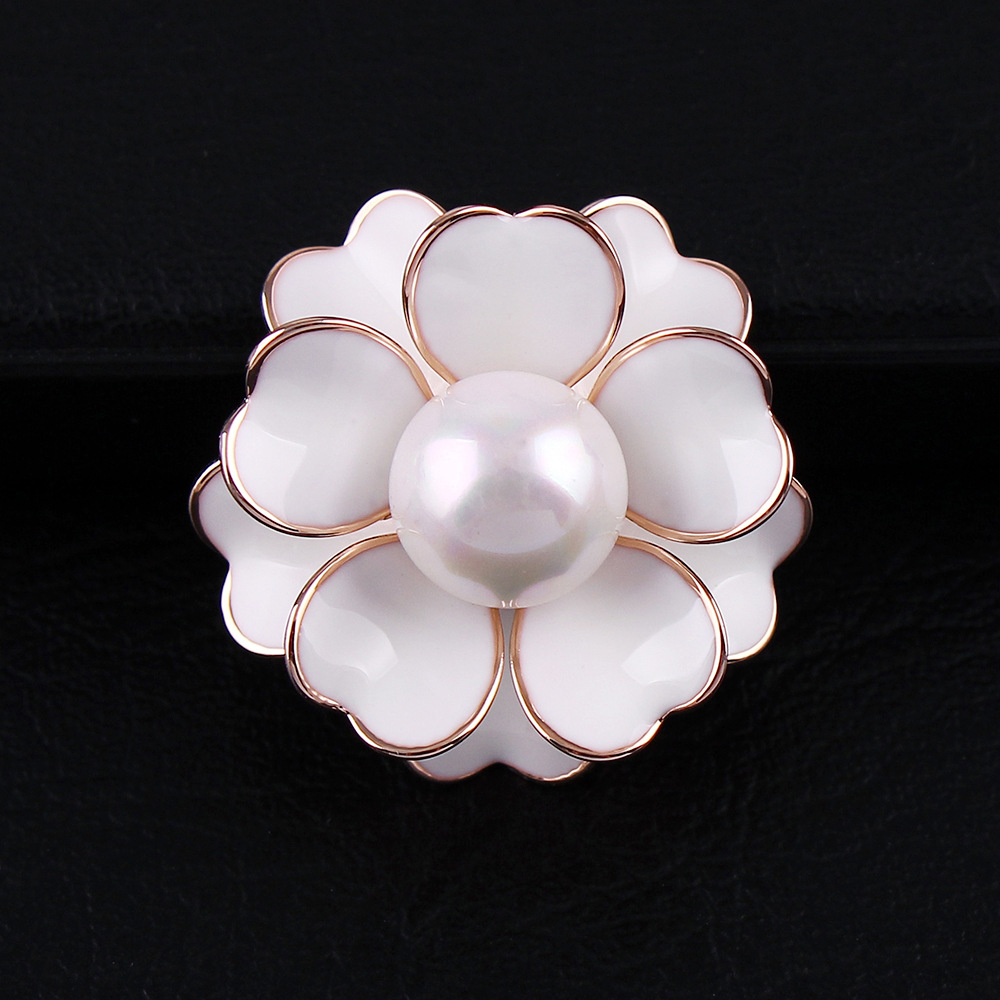 Luxuriöse Kamelien Perlen Brosche Damen Hochwertiges Accessoire_voghion.com