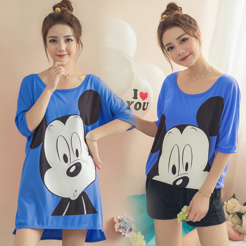 Special Offer Nightgown Women's Summer Long Dress Cute Cartoon Sweet Plus Size Loose Short Sleeve Pajamas Women's Home Clothes for Hair