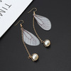 Retro shiffon earrings from pearl, Korean style, wholesale