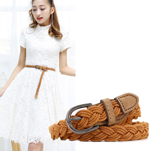 Ladies Crochet Wax Rope Braided Belt for Vintage Dresses, Decorative Fashion Waist Chain, Fine Women, One Piece Dropshipping Belt