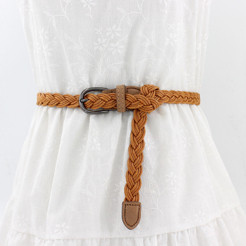 Ladies Crochet Wax Rope Braided Belt for Vintage Dresses, Decorative Fashion Waist Chain, Fine Women, One Piece Dropshipping Belt