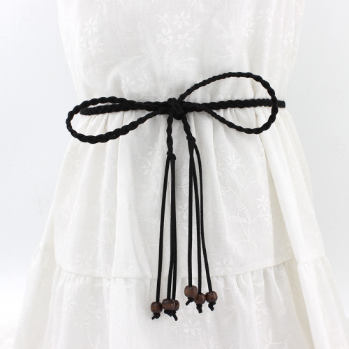 New Retro Tied Dress with Decorative Belt, Belt, Fashion Women Woven Waist Rope, Multicolor, One Piece Shipping