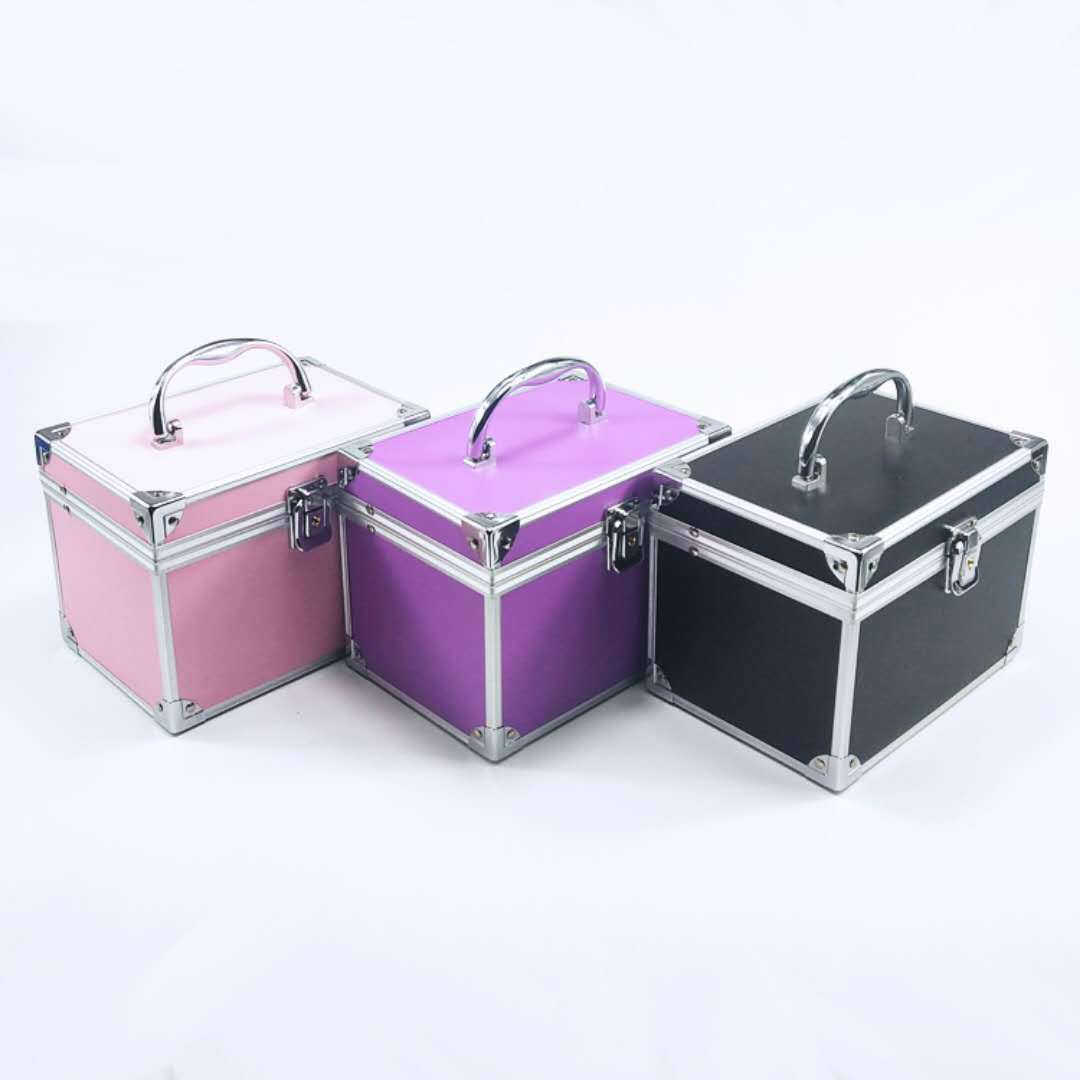 Caja de cosméticos de aleación de aluminio multifuncional doble capa de gran capacidad internet celebridad mujer caja de almacenamiento portátil bolsa de cosméticos portátil con cerradura