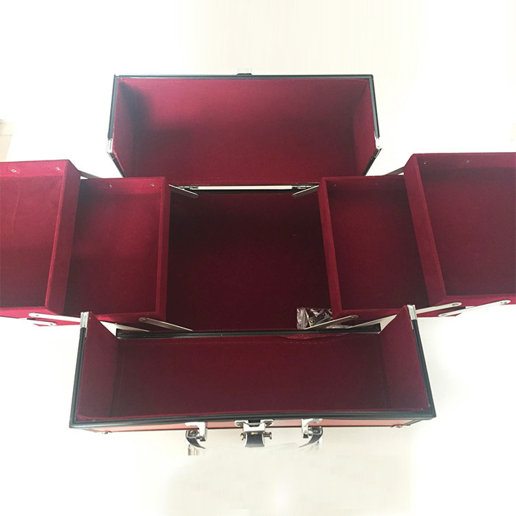 2025新款五金化妆箱铝制双开手提化妆师专用工具箱300x190x190mm