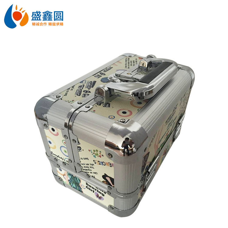厂家直销批量供兴彩色双开化妆收纳皮料箱铝合金箱工具箱多功能