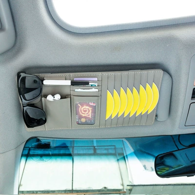 Leather car CD clip sun Multimediya və saxlama aksesuarları - lengthened-five-in-one-gray