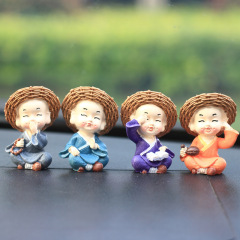 Cute Car Accessories Hat Four Little Monks Dashboard Car Ornament Brazil Wood Hydroponic Decoration