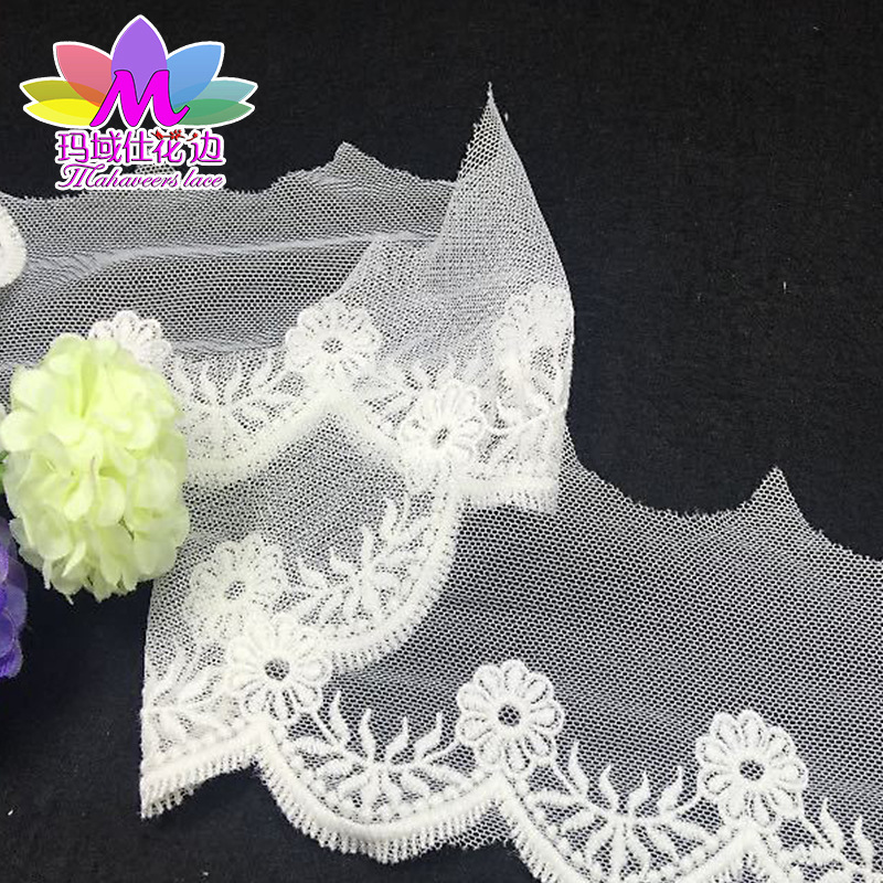 欧美热款 9CM时尚纯棉网布刺绣花边辅料 diy 厂家批发直供