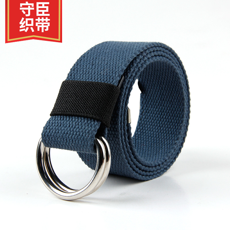 韩版双环D扣帆布腰带女士男士裤带情侣学生皮带时尚百搭潮新款