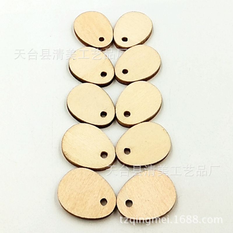 Versión de troncos de tilo con agujeros, hoja de botón de madera en forma de huevo, versión de tilo de bricolaje, hoja de madera decorativa de huevo con agujeros