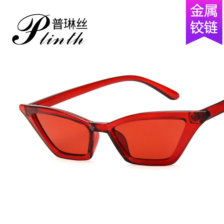 Cross-border European and American trend cat's eye sunglasses fashion ladies small frame sunglasses transparent sunglasses metal hinge