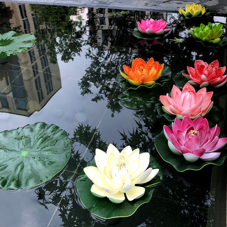 一木花道仿真荷花莲花睡莲EVA水上漂假花 水池湖面造景装饰花批发