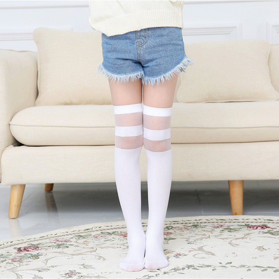 Calcetines de verano para niños delgados calcetines de media pantorrilla calcetines de estudiante calcetines de niña sobre la rodilla dibujos animados calcetines blancos medio altos